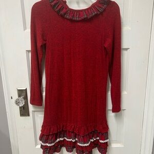 Rare Editions Red Plaid Ruffle Christmas Dress